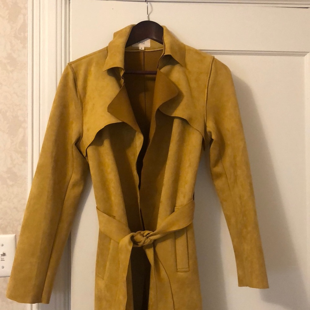 Faux Suede Trench Coat